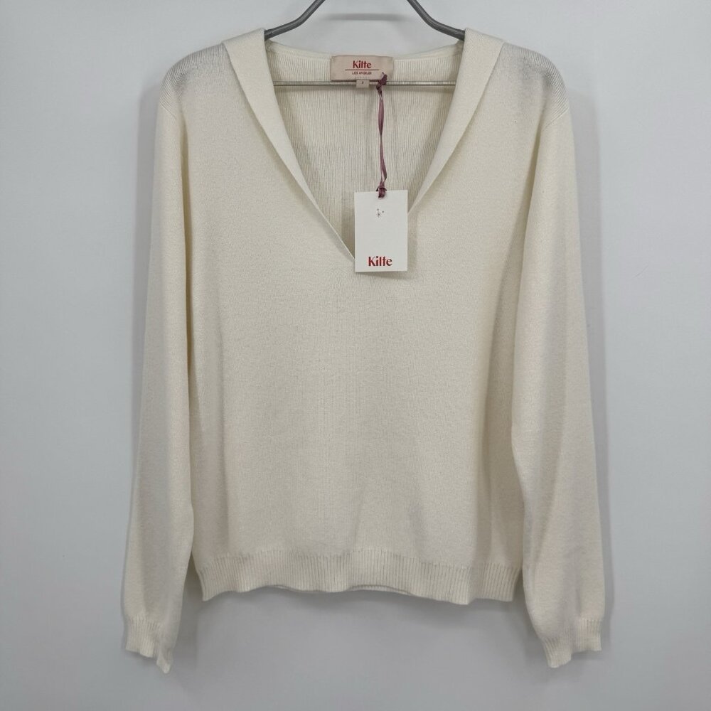Kilte Collection Cotton-Cashmere Claire Sailor Pullover Sweater size 2 M Ivory